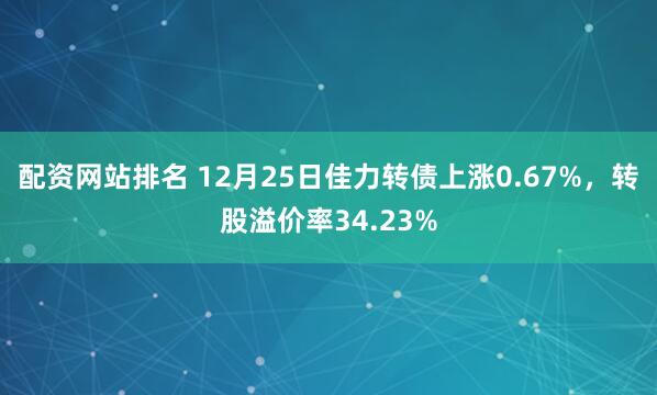 配资网站排名 12月25日佳力转债上涨0.67%，转股溢价率34.23%